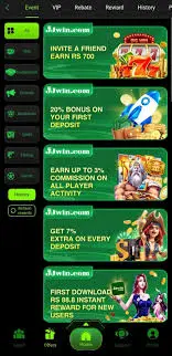 JJWin offers page showing Rs 700 invite friend reward, 20 percent first deposit bonus, and 7 percent extra recharge